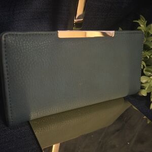 Deep Teal Frame Wallet Clutch Slim Card Organizer Wallet Chic Minimalist